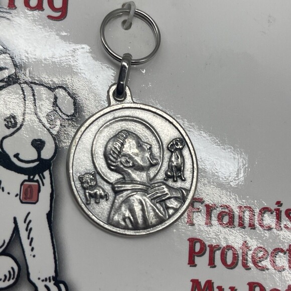 Devon Pet Tag St Francis Protect My Pet Round 1” New On Card - Picture 5 of 5